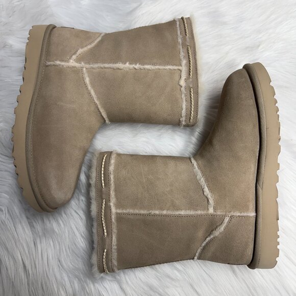 UGG Short Shearling Braid Sanddune Mens Boots 1166752-DUNE NEW Multi Sz